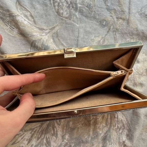 Shirl Miller Metallic Silver Snake Print Clutch - Picture 8 of 8